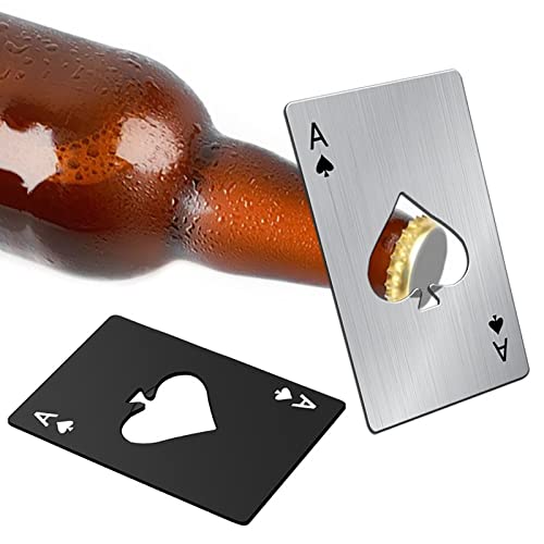 Saterkali 2PCS Flaschen öffner mit Poker karten form, Bierflaschen öffner Hochfester bequemer offener Flaschen-Tragbarer Bier öffner Geschenk für Männer Ehemann Vater Vater Freund 2pcs von Saterkali