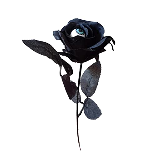 Saterkali Künstliche Pflanzen, sicher, lichtecht, Heimdekoration, fühlt sich echt an, schwarze Rose simulierte Blume mit Augapfel, Heimwerker, schwarz von Saterkali