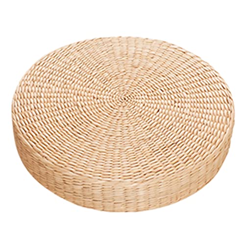 Saterkali Tatami Bodenkissen Sitzkissen Atmungsaktiv Komfortabel Rund Gepolstert Straw Weave Handmade Pillow Bodenmatte für Indoor Outdoor Sitz von Saterkali