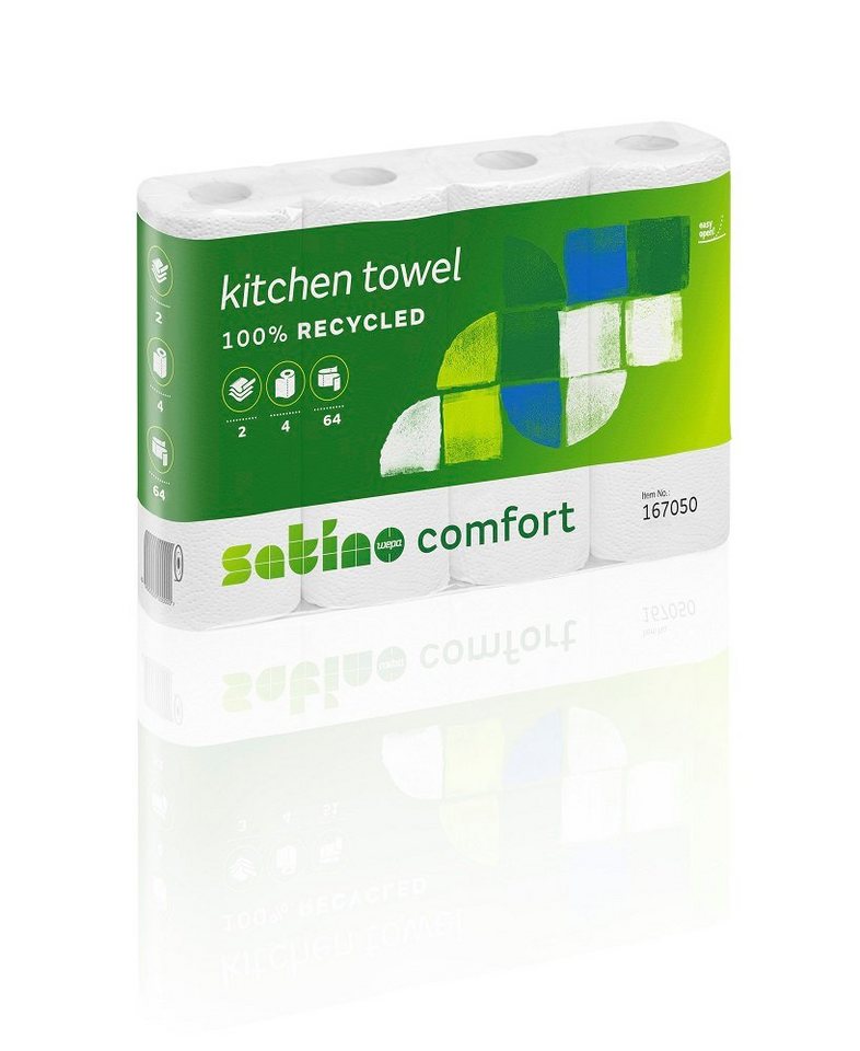 Satino comfort Papierküchenrolle Satino by wepa Küchentücher COMFORT 2-lagig - 4 Rollen x 64 Tücher von Satino comfort