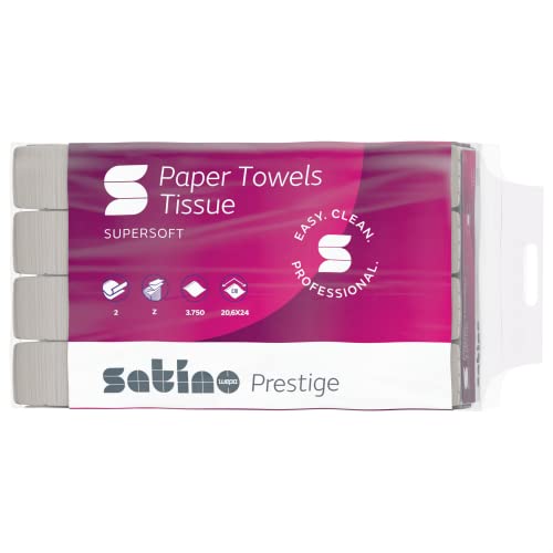 Satino by WEPA Prestige Papierhandtücher 2 lagig- 3.750 Blatt weiße Falthandtücher - Zellstoff mit Z Falz - für Papierspender mit Papiergröße 20,6x24cm Satino by WEPA Prestige Papierhandtücher 2 lagig- 3.750 Blatt weiße Falthandtücher - Zellstoff mit Z Falz - für Papierspender mit Papiergröße 20,6x24cm von Satino