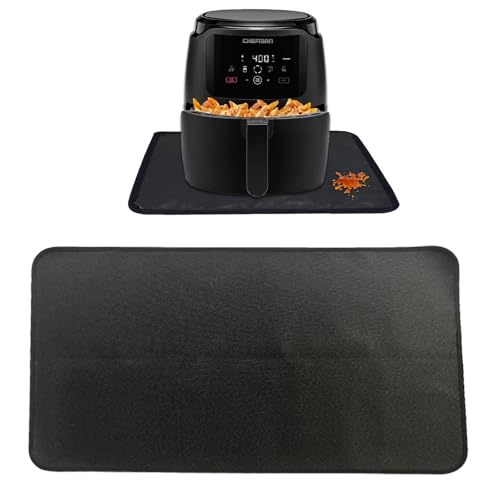 Satiskid Hitzebeständige Unterlage, 60x40cm Glasfasersilikon Hitzeschutzmatte für Heißluftfritteuse, Feuerfeste Unterlage für Küchenarbeitsplatten, Öfen, Kaffeemaschine, Rutschfest und Wasserdicht von Satiskid
