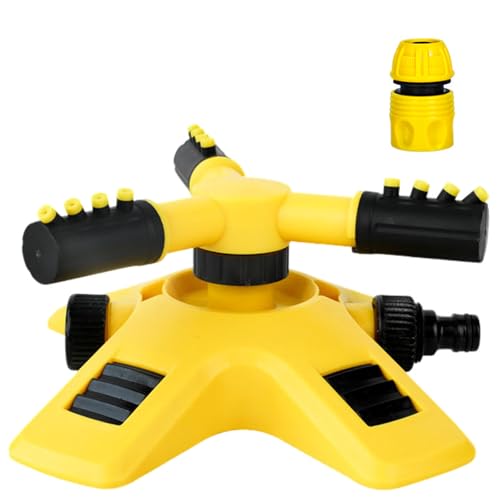 Satiskid Rasensprenger, 360 Grad Drehbare Kreisregner Garten Sprinkler, 3 Arm Sprenger, Rasensprenger Große Flächen, Gartensprenger für Bewässerungssystem (mit 4-Punkt-Wasseranschluss) von Satiskid