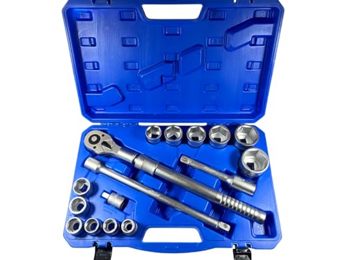 SATRA Steckschlüsselsatz 3/4 Zoll 19-50mm 16tlg Ratschenkasten aus Chrom-Vanadium-Stahl mit Kunststoffkoffer SATRA Steckschlüsselsatz 3/4 Zoll 19-50mm 16tlg Ratschenkasten aus Chrom-Vanadium-Stahl mit Kunststoffkoffer von Satra