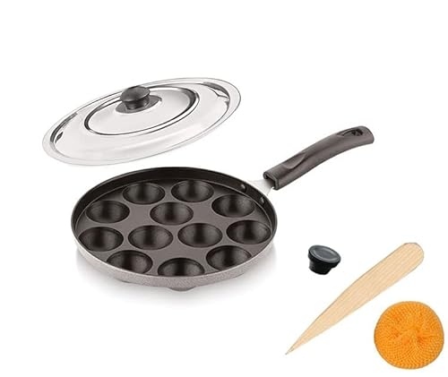 Satre Online and Marketing Antihaftbeschichtete Appam-Pfanne mit Stahldeckel, Appam-Maker, Appa Chetty Paniyaram Pan Patra, Eiergrillpfanne. von Satre Online and Marketing
