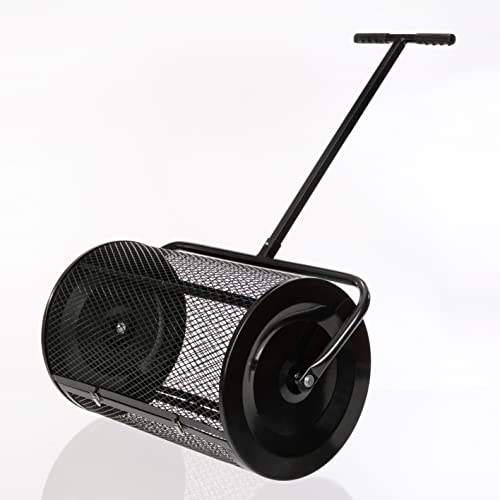 SattesGrün 61x40cm Saatgutstreuer Kompoststreuer 75L Gartenstreuer Düngestreuer für den Rasen mit T Griff von SattesGrün