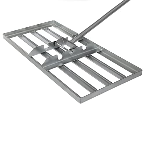 SattesGrün 75x35cm Profi Rasenrakel inklusive Stiel Rakel zum Sanden Abziehen Levelingrake Flächenebner Leveler Lawnleveling von SattesGrün