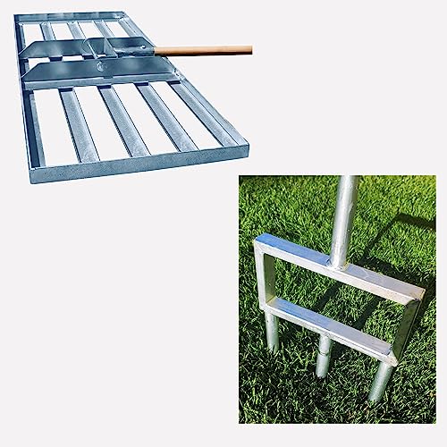 SattesGrün Rasenpflege Set bestehend aus Aerifizierer und 75cm x 35cm Rasenrakel |Rasenbelüfter Flächenebner Aerifiziergabel Vertikutierer Rasen sanden von SattesGrün