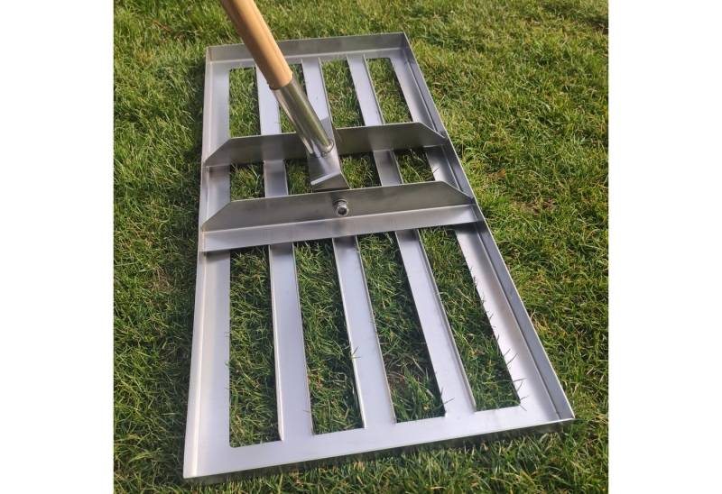 SattesGrün Rasenrechen Profi Lasercut Edelstahl Rasenrakel Rakel zum Sanden Abziehen, Levelingrake Flächenebner Leveler Lawnleveling ohne Stiel von SattesGrün