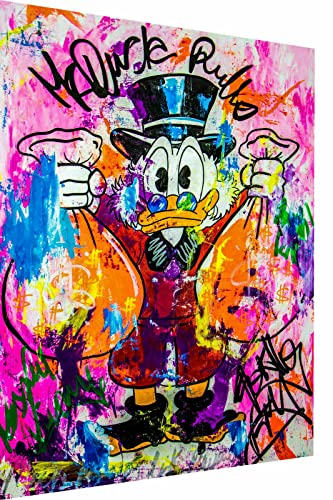 Magic Canvas Art Dagobert Duck Pop Art Leinwandbild 1- teilig Hochwertiger Kunstdruck Wandbilder – B8100, Größe: 90 x 60 cm von Jayson Hardly