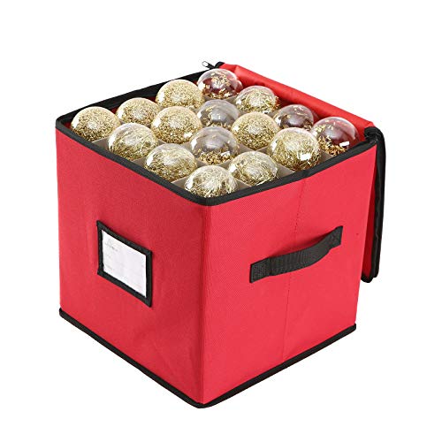 Sattiyrch Aufbewahrungsbox für Weihnachtsdekoration, 600D-Oxford-Gewebe, für bis zu 64 Standard-Feiertags-Ornamente, 30,5 x 30,5 cm, 4-lagige Aufbewahrungsbehälter für Weihnachten von Sattiyrch