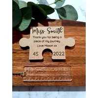 Geschenke Für Lehrer - Personalisierter Puzzle-Magnet + Mini-Schlüsselring-Set Individuell Danke, Dass Du Ein Teil Meiner Reise Bist Du Regierst von SattsDesigns
