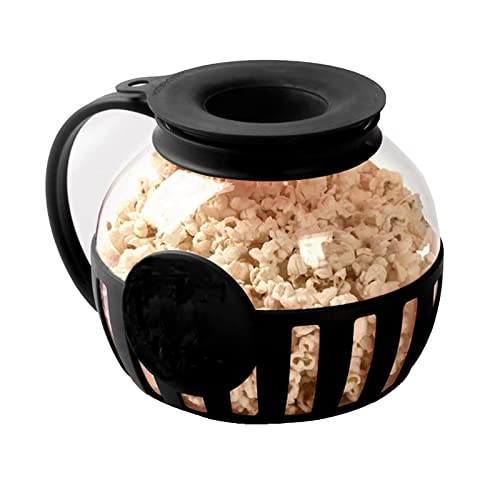Mikrowellen-Popcorn-Maker, 3 Quart Kapazität Popcorn-Druckknopf, Premium-Glas, 3-in-1-Silikondeckel, gesunder Snack – kein Öl oder Butter erforderlich, spülmaschinenfest (Farbe: Gelb) von Saturey