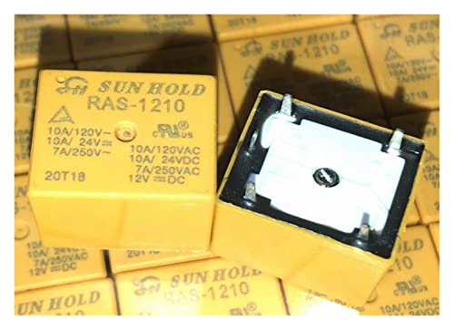 Saturey Kfz-Relais Neu RAS-0910;Ras-1210;Ras-1215;Ras-2415;(T73-1c-9V/12V/24 V) Relais 5Pins (Size : Yellow RAS-1210 12V) von Saturey