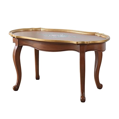 Saturey Kleine Couchtisch Amerikanischer Stil rustikaler ovaler Kaffeetisch kleine Wohnung Wohnzimmer Freizeit Couchtisch Mittelmeer Retro bemalt Couchtisch Wohnzimmertisch von Saturey