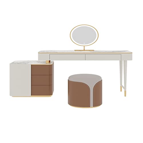 schminktisch Schminktisch Licht Luxus High-End-Schminktisch Steinplatte Schminktisch Lagerschrank Innenschlafzimmer Schminktisch Set Set Dressing Table (Size : 110cm) von Saturey