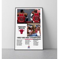 Chicago Bulls 1993 Nba Champions Poster | Bulls Poster Michael Jordan Chicago Print Dennis Rodman von SaturnPrintsUS