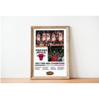 Chicago Bulls 1998 Nba Champions Poster | Bulls Poster Michael Jordan Chicago Print Dennis Rodman The Last Dance von SaturnPrintsUS