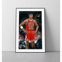 Scottie Pippen Poster | Scottie Pippen Chicago Bulls Poster Jordan Wall Art Michael Print von SaturnPrintsUS