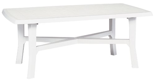 Rechteckiger Gartentisch, Made in Italy, 180x100x72 cm, Farbe Weiß von Saturnia