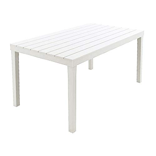 Rechteckiger Gartentisch, Polypropylen, Lattenrost, Made in Italy, 138 x 78 x 72 cm, Weiß Rechteckiger Gartentisch, Polypropylen, Lattenrost, Made in Italy, 138 x 78 x 72 cm, Weiß von Saturnia