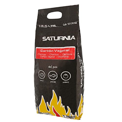SATURNIA Holzkohlebeutel für Grill, 15,5 Liter, langlebiges Carbon und große Stücke, von Saturnia