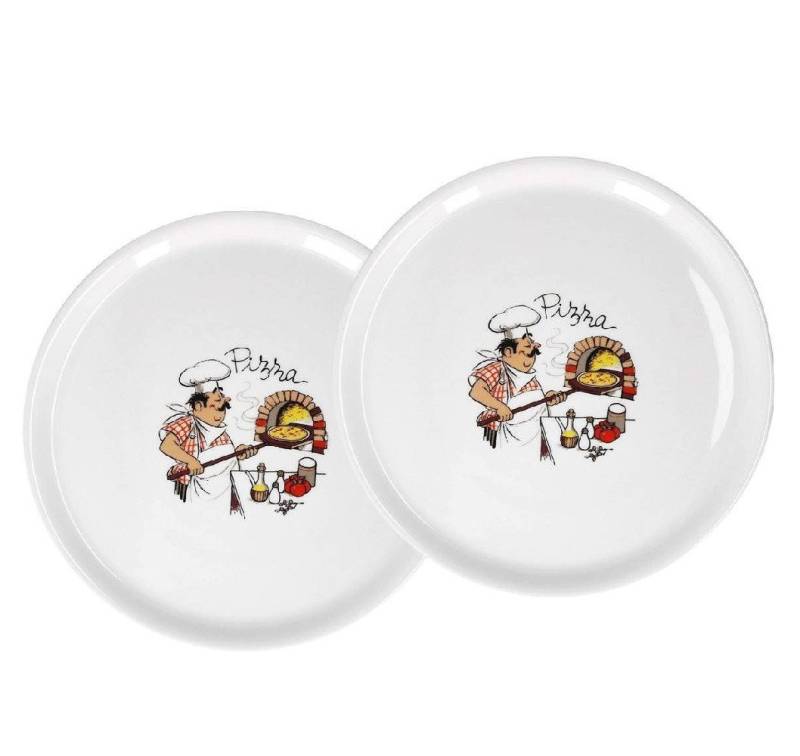 Saturnia Pizzateller Saturnia Napoli White Dekor Pizzateller 31cm 2er set von Saturnia