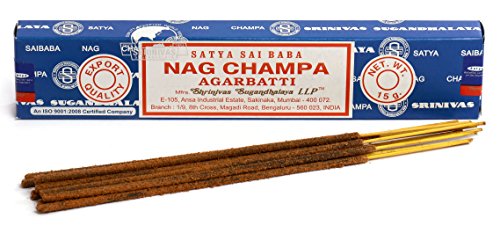 Satya Nag Champa Räucherstäbchen Agarbatti, 15 g, Lederfarben, 3 Packungen, 110 von Satya