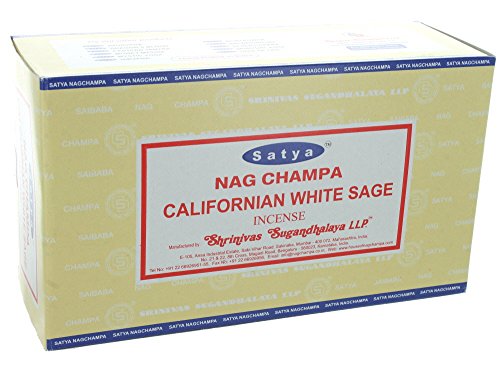 Satya Nag Champa Räucherstäbchen, unterschiedliche Arten, 12 x 15 g, CALIFORNIAN WHITE SAGE von Satya