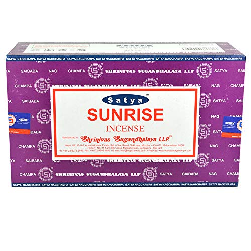 Satya - Nag Champa Sunrise Weihrauch Räucherstäbchen - Sunrise, Box Mit 12 Packungen von Satya