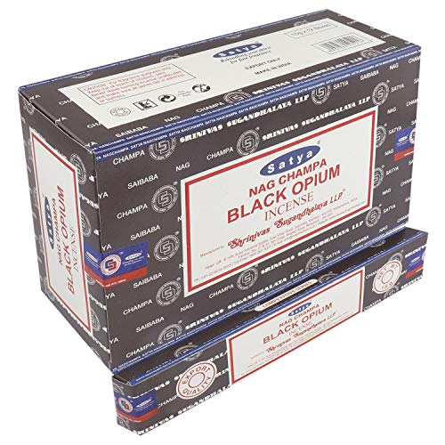 Satya Räucherstäbchen Sparset. 12 Packungen a 15g Ca 180 Sticks Black OPium von Satya