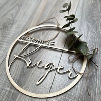 Türkranz Familie Türschild Holz Loop Personalisiert Holzschild Geschenk von Sauerhandel24