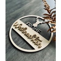 Türschild Frohe Weihnachten Deko 3D Effekt Türkranz Holzschild Dekoschild Weihnachtsschild Weihnachtsdeko Geschenk Wichtel von Sauerhandel24