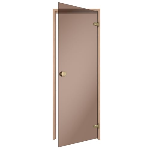 Sauflex Saunatür ESSENTIAL – ESG 8 mm Sicherheitsglas, Laminierter Holzrahmen, Rechts/Links montierbar (Bronze/Erle, 60x190) von Sauflex