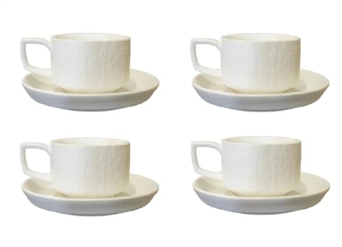 Saumo 4er Set Espressotassen mit Unterteller aus Keramik – 100 ml, modernes Design in Weiß, ideal für Espresso und kleine Kaffeespezialitäten – stilvoll für Zuhause, Büro und besondere Anlässe Saumo 4er Set Espressotassen mit Unterteller aus Keramik – 100 ml, modernes Design in Weiß, ideal für Espresso und kleine Kaffeespezialitäten – stilvoll für Zuhause, Büro und besondere Anlässe von Saumo