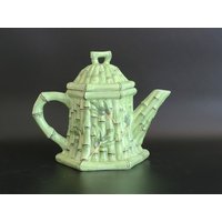 Vintage Keramik Grüne Bambus Teekanne, 1999 von SaunaHatsAndMore