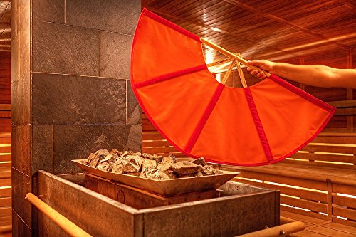 Saunagut® Aufgussfächer Esche Standard, Farbe:orange+rot von Saunagut