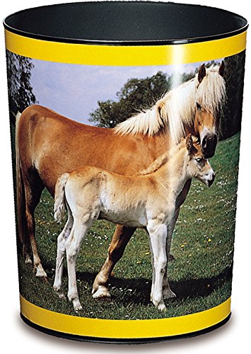 Läufer 26557 Papierkorb Pferd und Fohlen, 13 Liter Mülleimer, perfekt für das Kinderzimmer, rund, stabiler Kunststoff, Abfalleimer für Kinder von Läufer