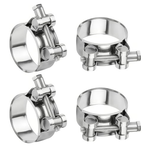 4 Stück Gelenkbolzenschelle Edelstahl, Bandbreite 12mm Spannbereich 40-43mm Einstellbar Schlauchschellen Pool Edelstahl Gelenkbolzenschelle Auspuffrohrklemme Rohrschellen von Sauntere