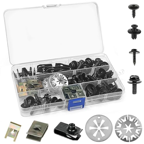 80 Stück Karosserieschrauben Blechmutter Set, Blechmutter Schraube Mutter Clip Kit Kennzeichen Schrauben Karosseriestopfen U Type Clip, Befestigungsclips Auto für Befestigen Reparieren Autoteil 80 Stück Karosserieschrauben Blechmutter Set, Blechmutter Schraube Mutter Clip Kit Kennzeichen Schrauben Karosseriestopfen U Type Clip, Befestigungsclips Auto für Befestigen Reparieren Autoteil von Sauntere