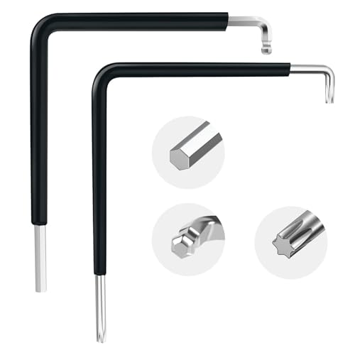 Sauntere 2 Stück Fenster Einstellwerkzeug mit Schrumpffolie, Fenster Verstellung Werkzeug-Sets 4 mm Innensechskant und Torx TX15 Einstellschlüssel, Gebogener Doppelinbusschlüssel für Fenster Montage von Sauntere