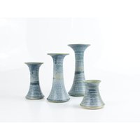 Mid Century Vasen - Set, 4 Stück, Keramik, Blau von Sauvageot