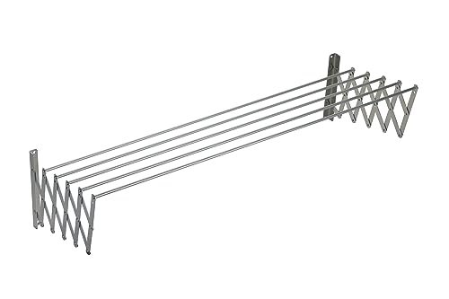 Ausziehbarer Wäscheaufhänger mit Haltestreifen und 5 Stäben aus Aluminium von 100 cm Länge von Sauvic