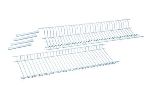 Sauvic Glasabtropfschale aus weißem, kunststoffbeschichtetem Stahl und Abtropffläche aus Glas für 65-cm-Schränke von Sauvic