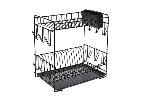 Großer Geschirrabtropfer aus Stahl mit schwarzer Kunststoffbeschichtung (Harz), 43x25x41,5 cm von Sauvic