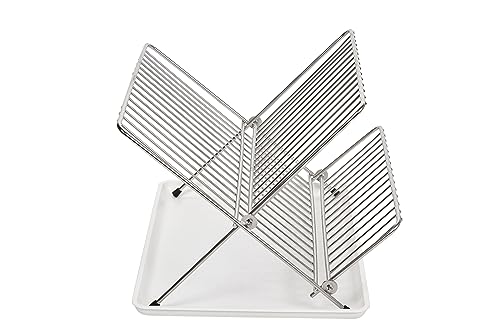 Sauvic Klappbarer, verchromter Geschirrabtropfer in Weiß von Sauvic