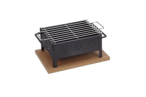 Tischgrill mit Edelstahl-Rost, 25x20 cm Schwarz von Sauvic