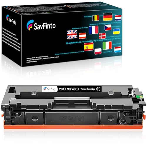 SavFinto 201X CF400X Schwarz Toner Ersatz für HP 201X 201A CF400X CF400A Tonerpatrone Kompatibel für Color Laserjet Pro M252dw M252n MFP M277dw M277n M274n M277c6 (1 Schwarz) von SavFinto
