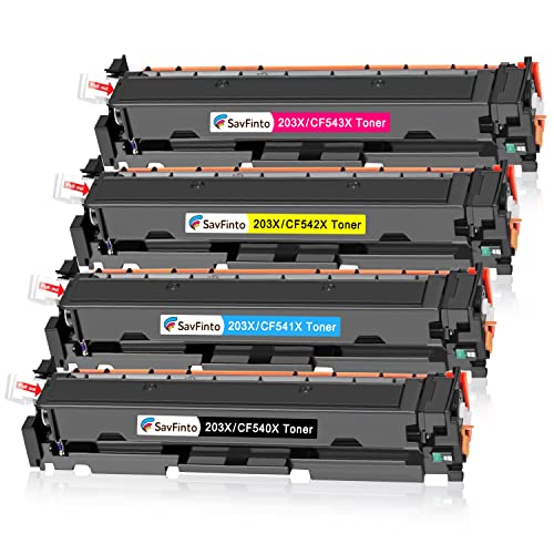 SavFinto 203X Toner Ersatz für HP CF540X CF540A 203X 203A Toner kompatibel für HP Color Laserjet Pro MFP M281fdw M254nw M281fdn M281cdw M254dw M254dn M280nw M281 M254 (4 Stück) von SavFinto