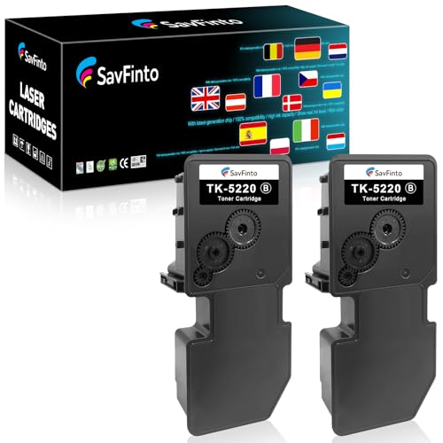 SavFinto TK-5220 Schwarz Toner Ersatz für Kyocera TK5220 TK 5220 1T02R90NL1 Tonerpatrone Kompatibel für Kyocera ECOSYS M5521cdn M5521cdw P5021cdn P5021cdw (2 Schwarz) von SavFinto